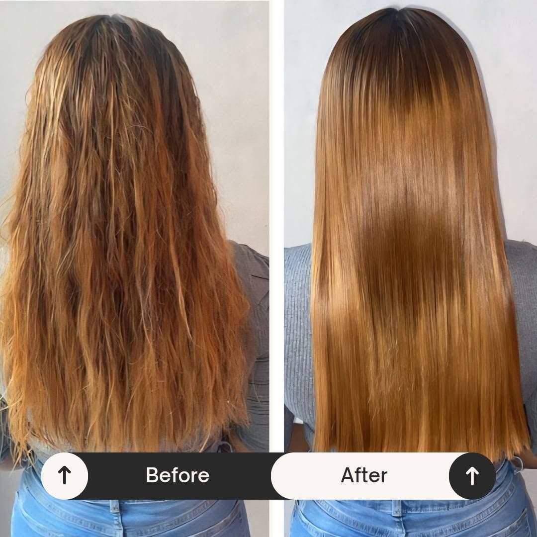 Haar voor en na een keratinebehandeling bij Rose Naturals